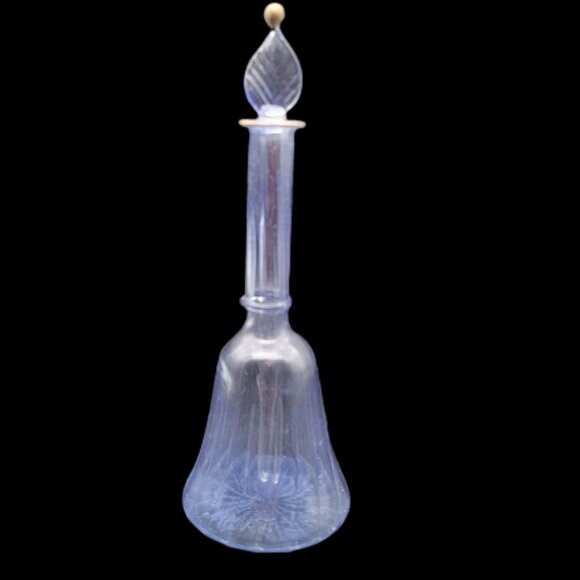 Egyptian Hand Blown Glass Perfume Bottle Blue W/Gold Trim 6.5" READ - Picture 3 of 5